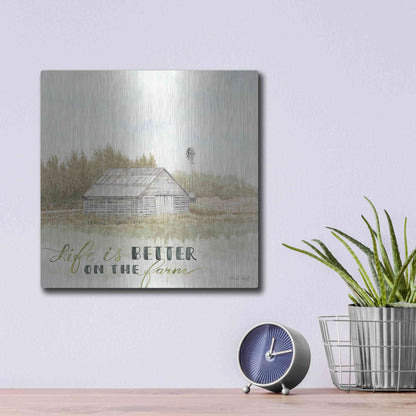 Luxe Metal Art 'Life is Better on the Farm' by Cindy Jacobs, Metal Wall Art,12x12
