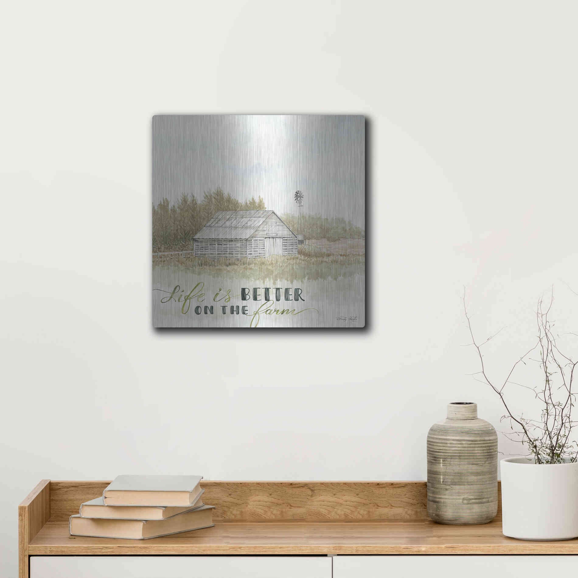 Luxe Metal Art 'Life is Better on the Farm' by Cindy Jacobs, Metal Wall Art,12x12