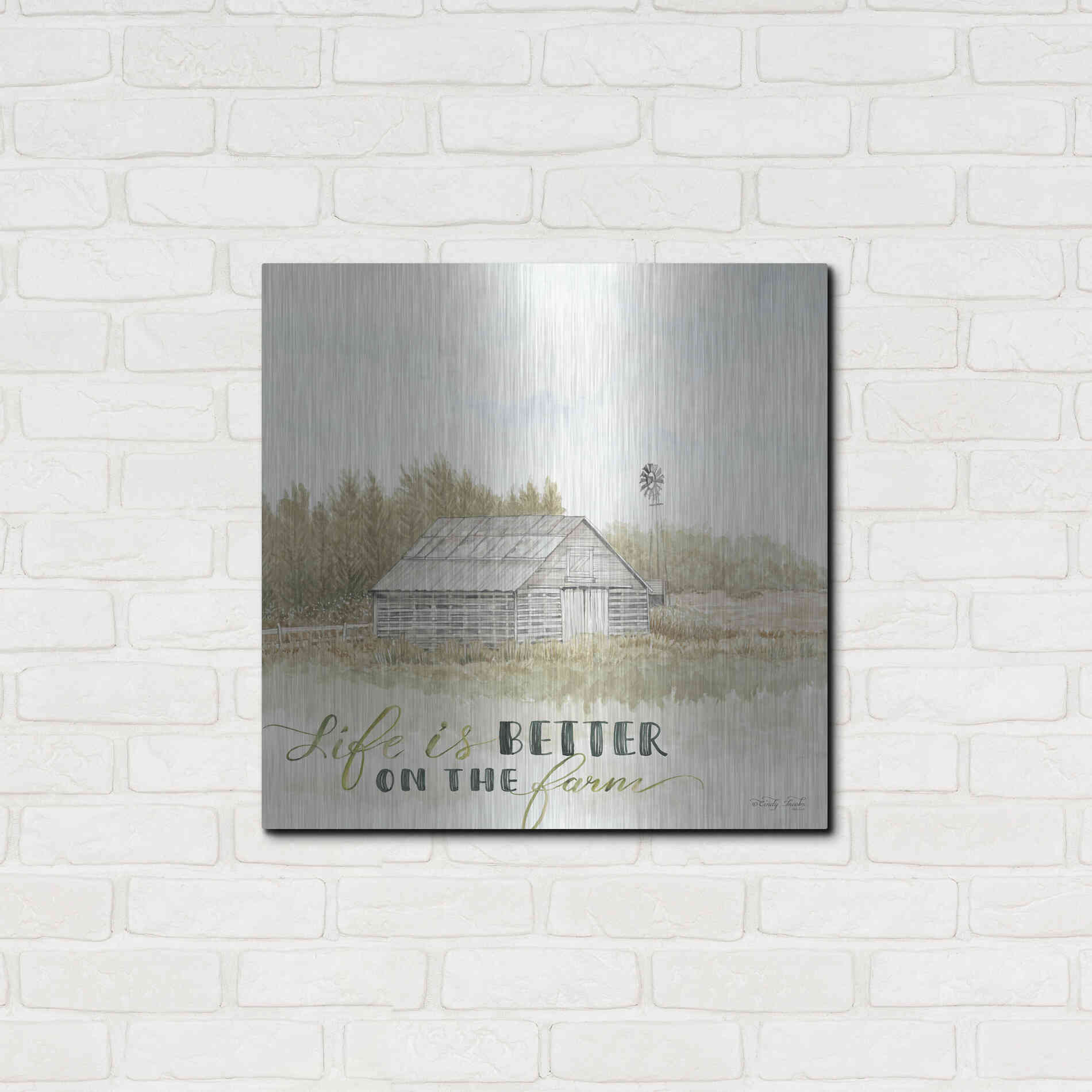 Luxe Metal Art 'Life is Better on the Farm' by Cindy Jacobs, Metal Wall Art,24x24