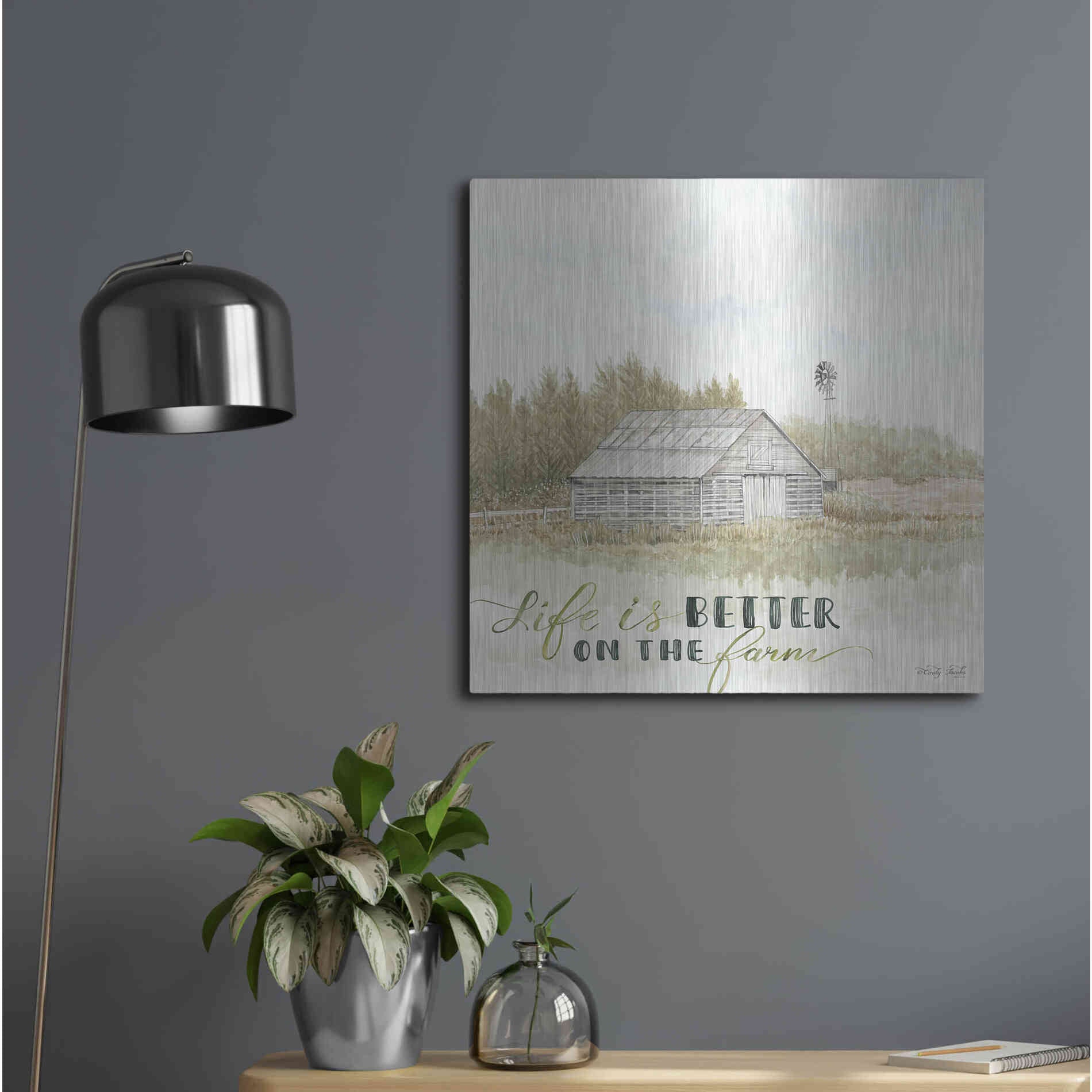 Luxe Metal Art 'Life is Better on the Farm' by Cindy Jacobs, Metal Wall Art,24x24