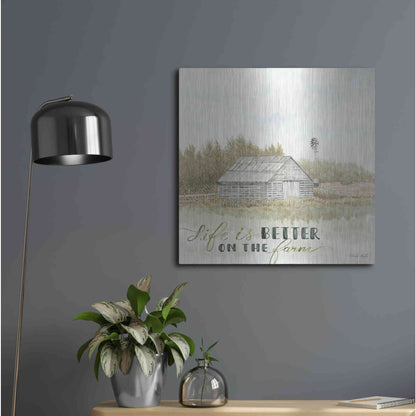 Luxe Metal Art 'Life is Better on the Farm' by Cindy Jacobs, Metal Wall Art,24x24