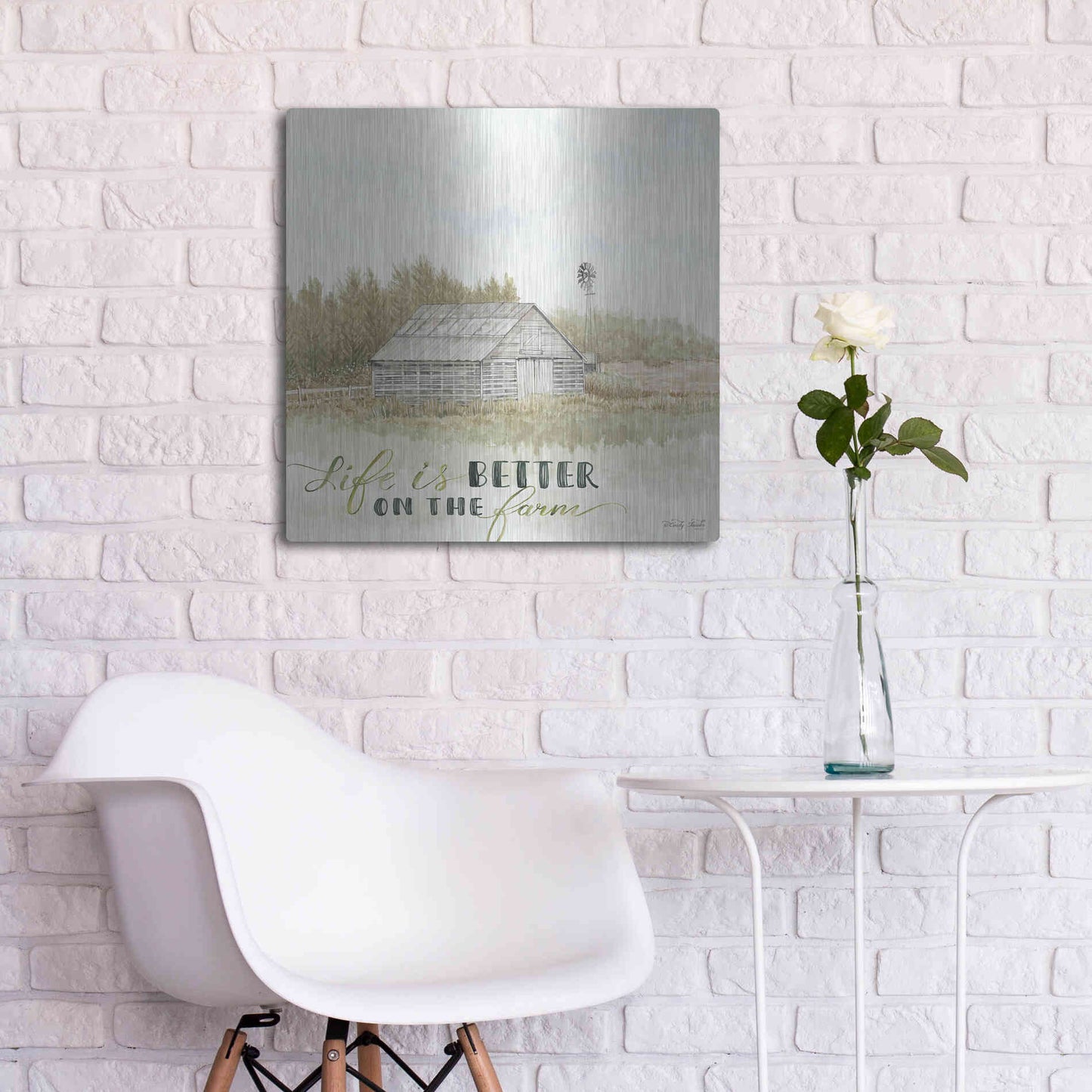 Luxe Metal Art 'Life is Better on the Farm' by Cindy Jacobs, Metal Wall Art,24x24