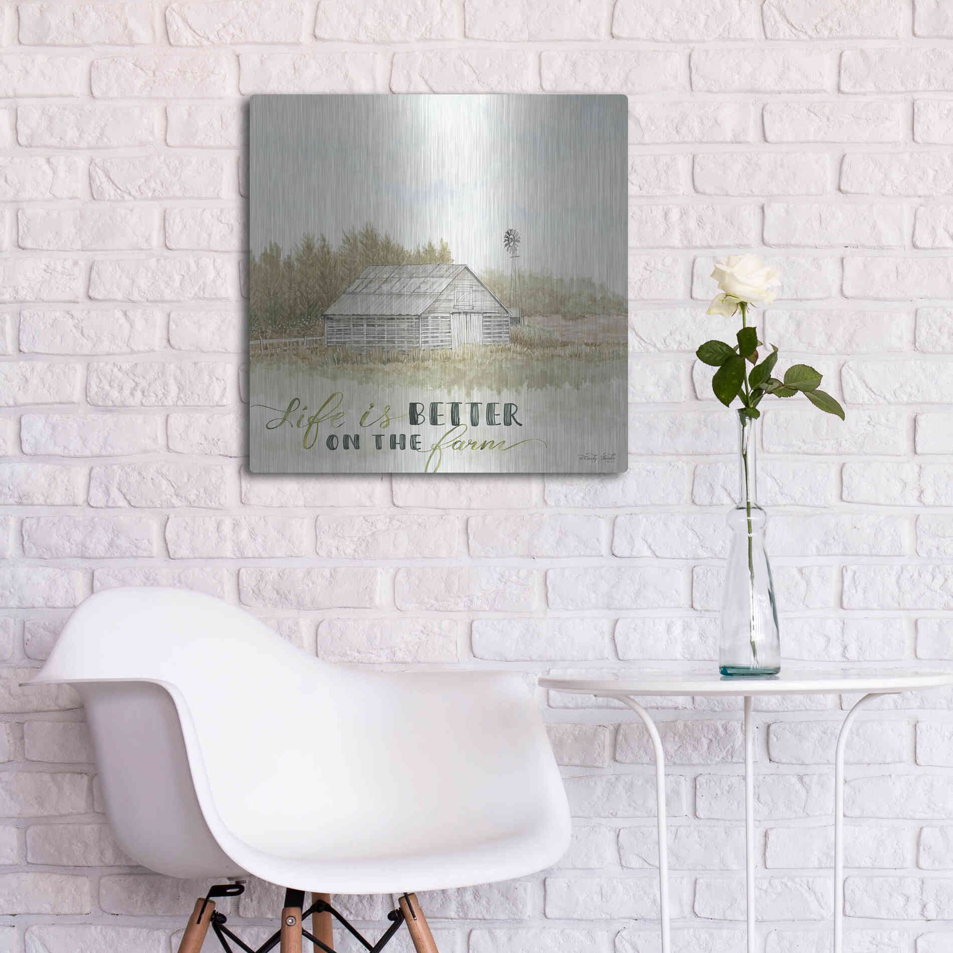 Luxe Metal Art 'Life is Better on the Farm' by Cindy Jacobs, Metal Wall Art,24x24