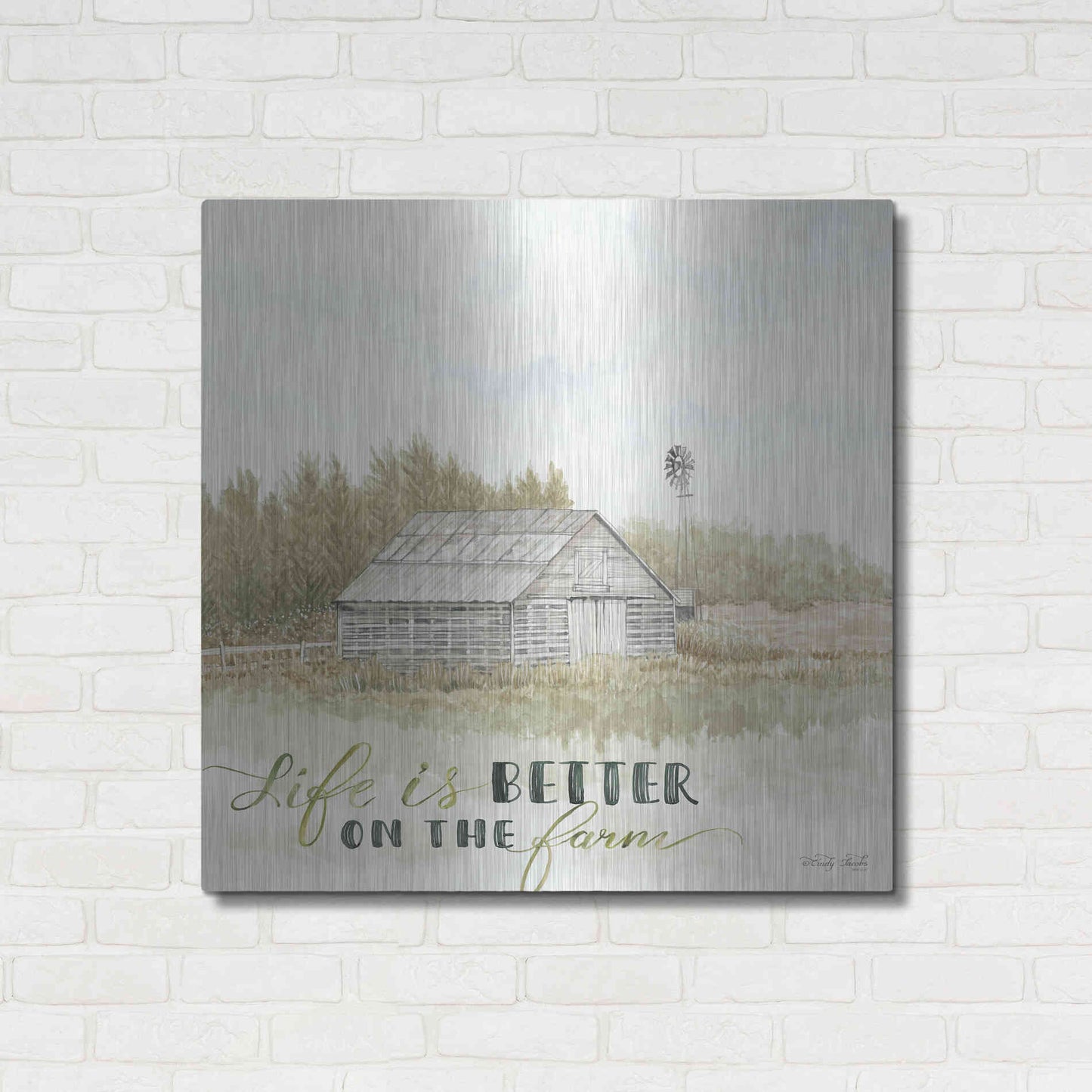 Luxe Metal Art 'Life is Better on the Farm' by Cindy Jacobs, Metal Wall Art,36x36