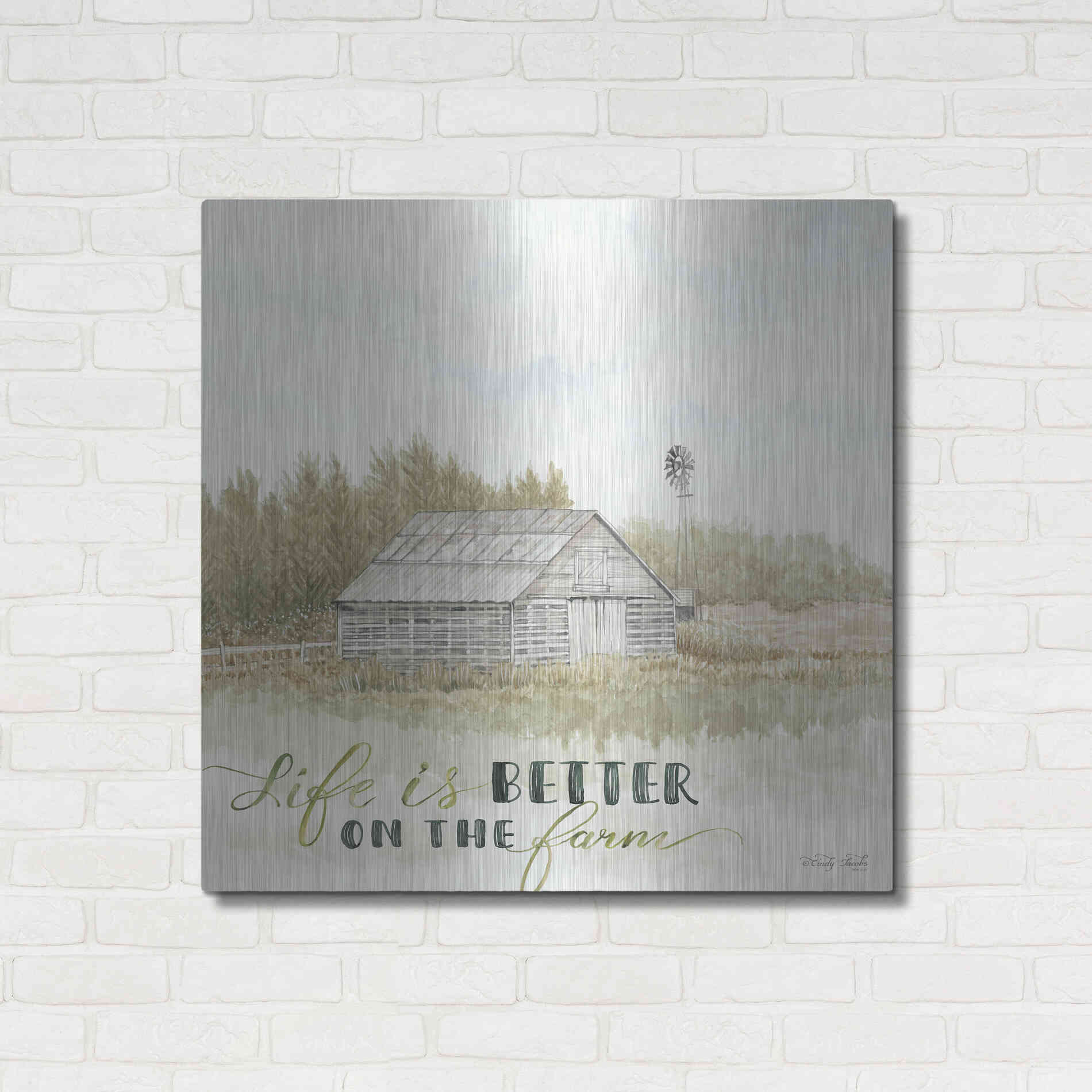 Luxe Metal Art 'Life is Better on the Farm' by Cindy Jacobs, Metal Wall Art,36x36