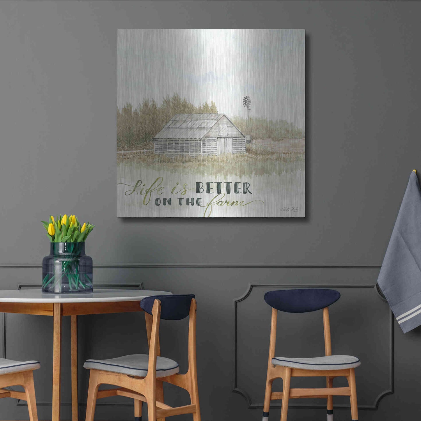 Luxe Metal Art 'Life is Better on the Farm' by Cindy Jacobs, Metal Wall Art,36x36
