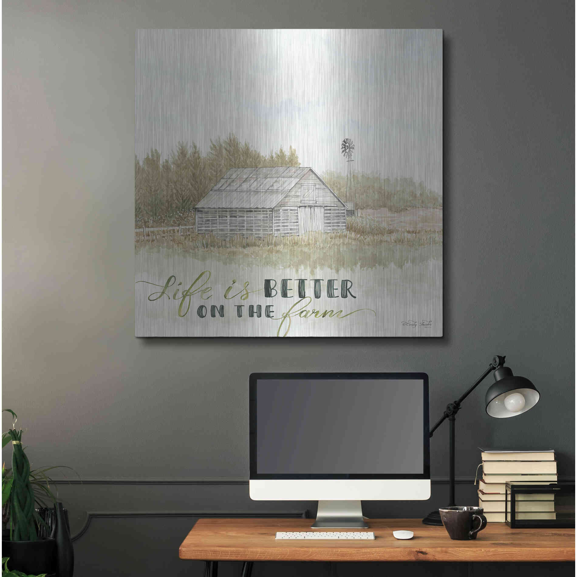Luxe Metal Art 'Life is Better on the Farm' by Cindy Jacobs, Metal Wall Art,36x36