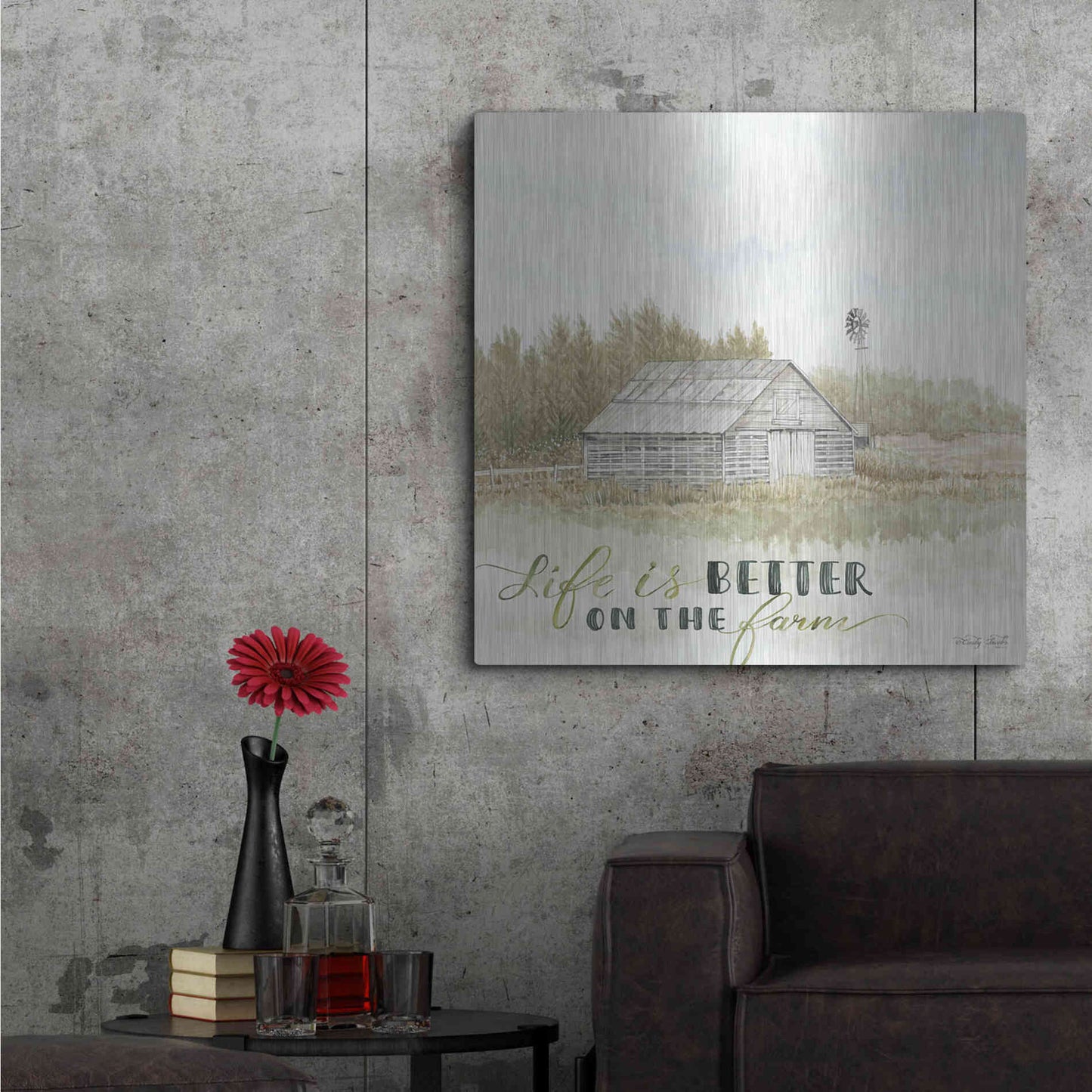 Luxe Metal Art 'Life is Better on the Farm' by Cindy Jacobs, Metal Wall Art,36x36