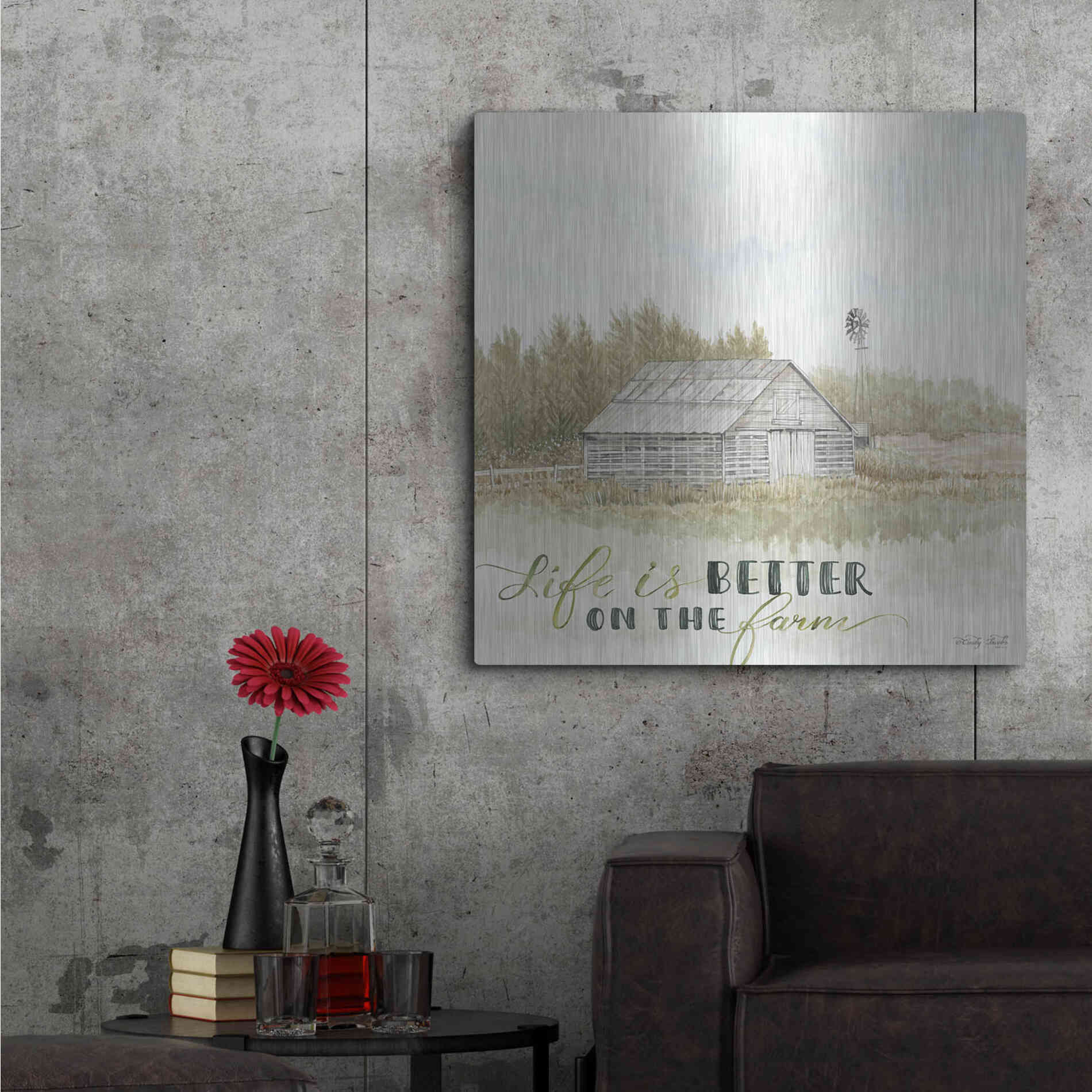 Luxe Metal Art 'Life is Better on the Farm' by Cindy Jacobs, Metal Wall Art,36x36
