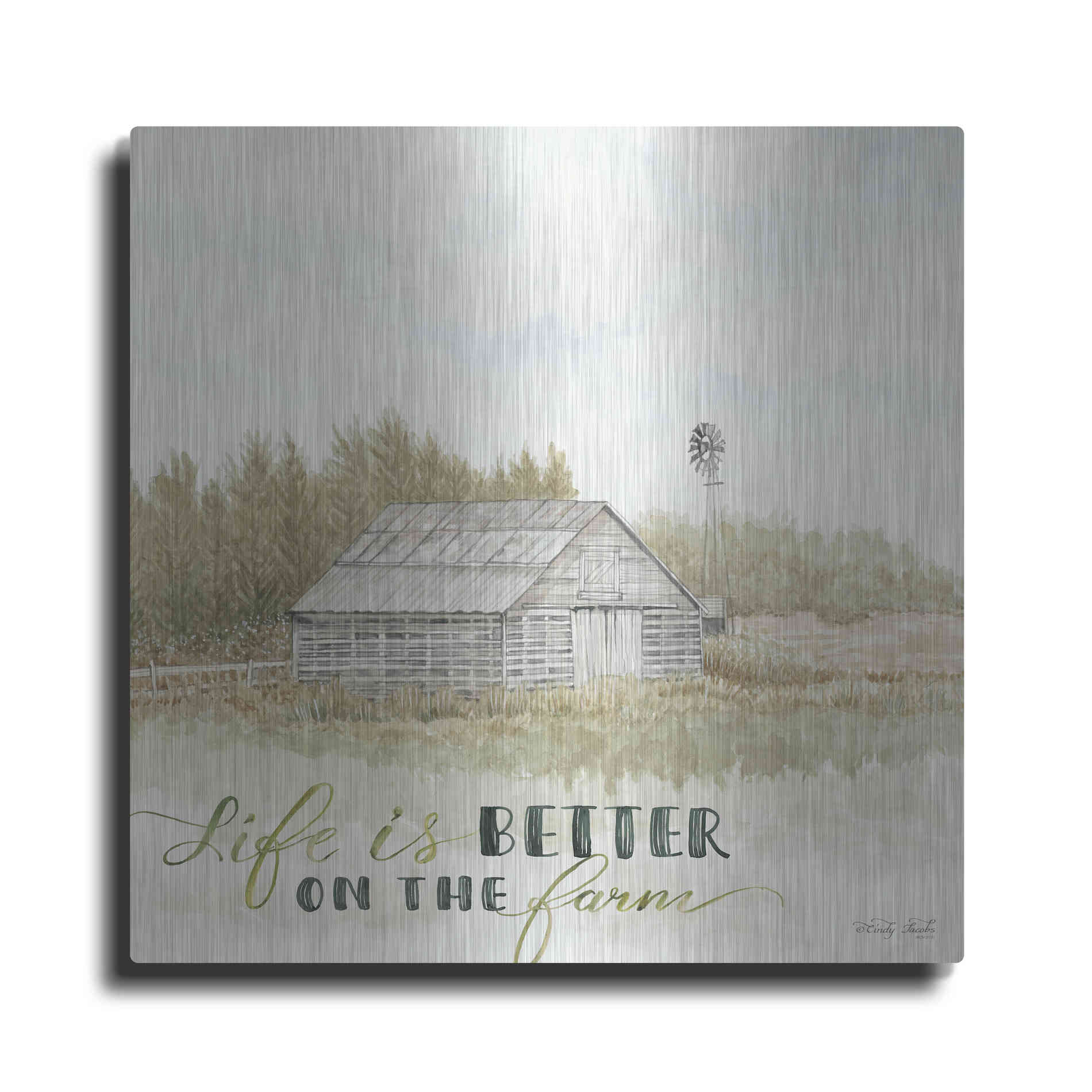 Luxe Metal Art 'Life is Better on the Farm' by Cindy Jacobs, Metal Wall Art
