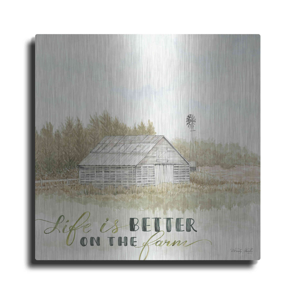 Luxe Metal Art 'Life is Better on the Farm' by Cindy Jacobs, Metal Wall Art