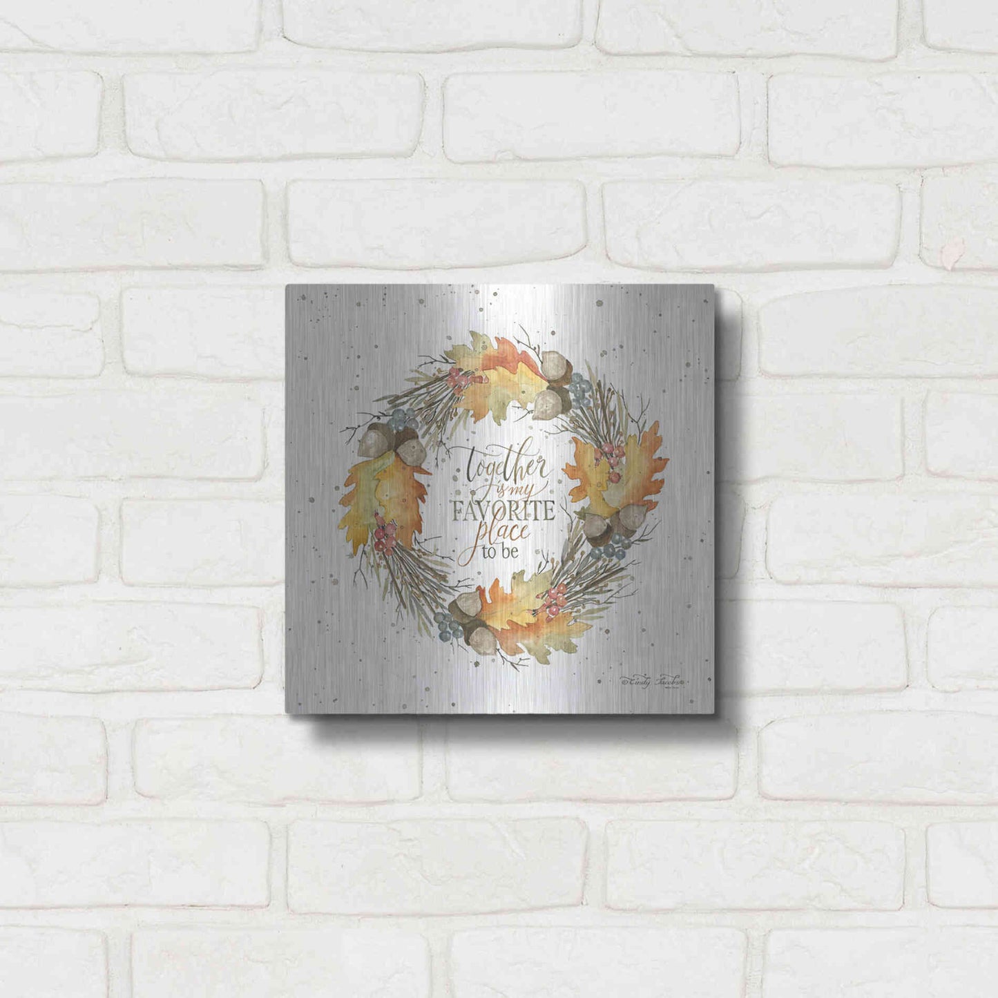 Luxe Metal Art 'Together Wreath' by Cindy Jacobs, Metal Wall Art,12x12