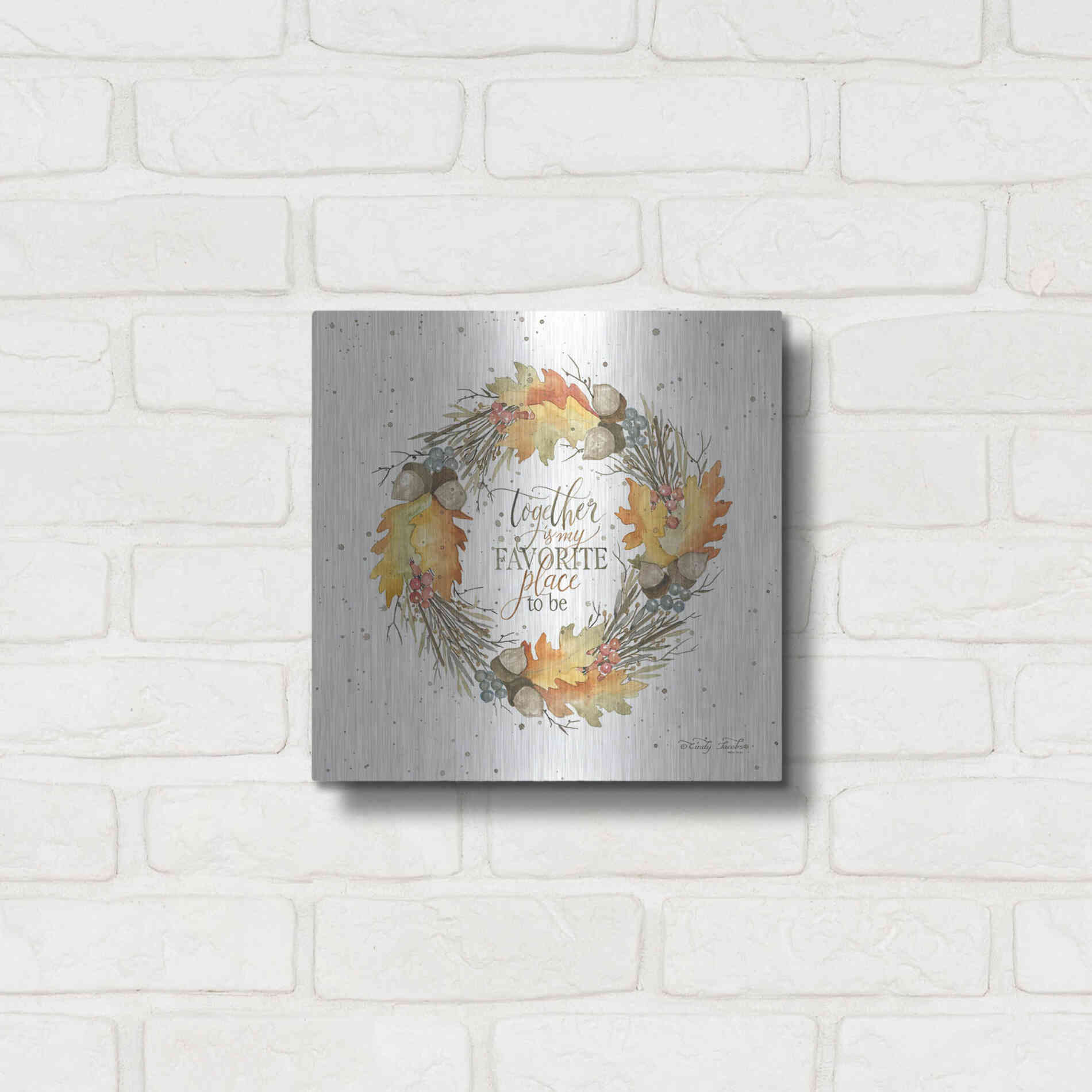 Luxe Metal Art 'Together Wreath' by Cindy Jacobs, Metal Wall Art,12x12