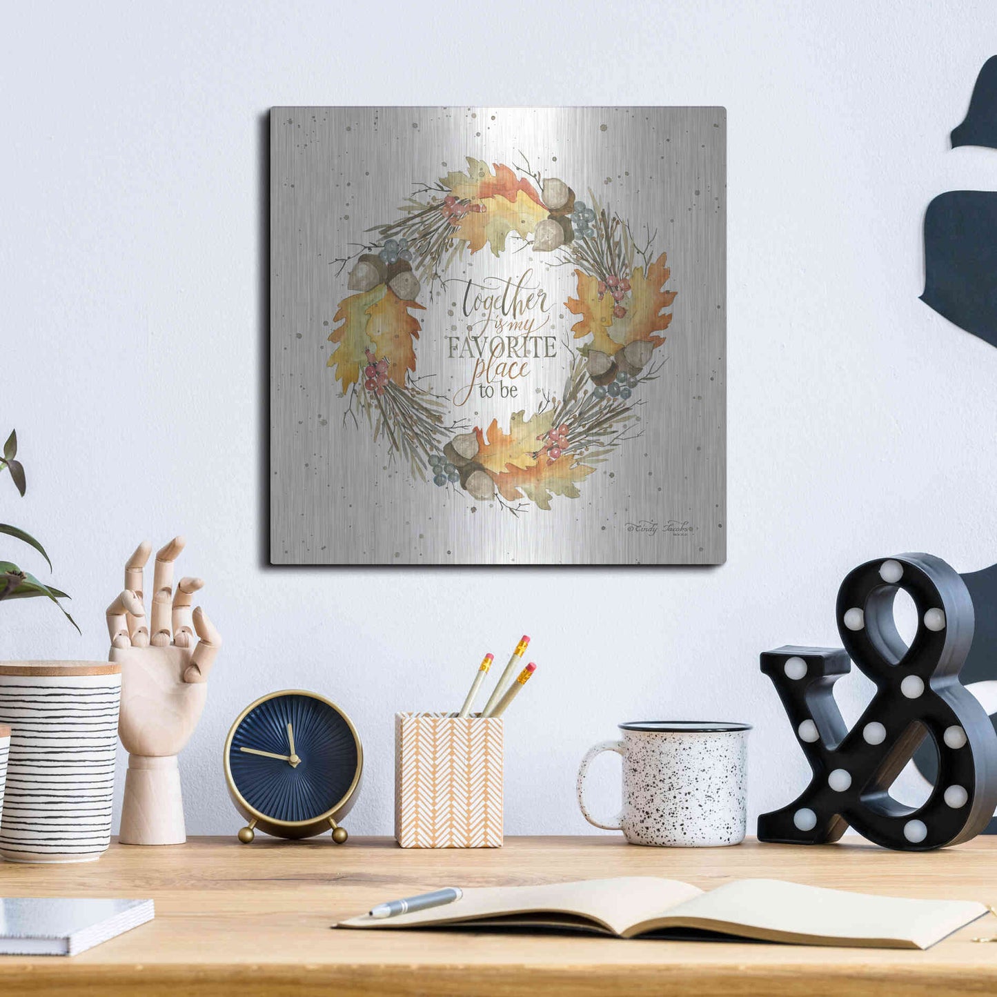 Luxe Metal Art 'Together Wreath' by Cindy Jacobs, Metal Wall Art,12x12