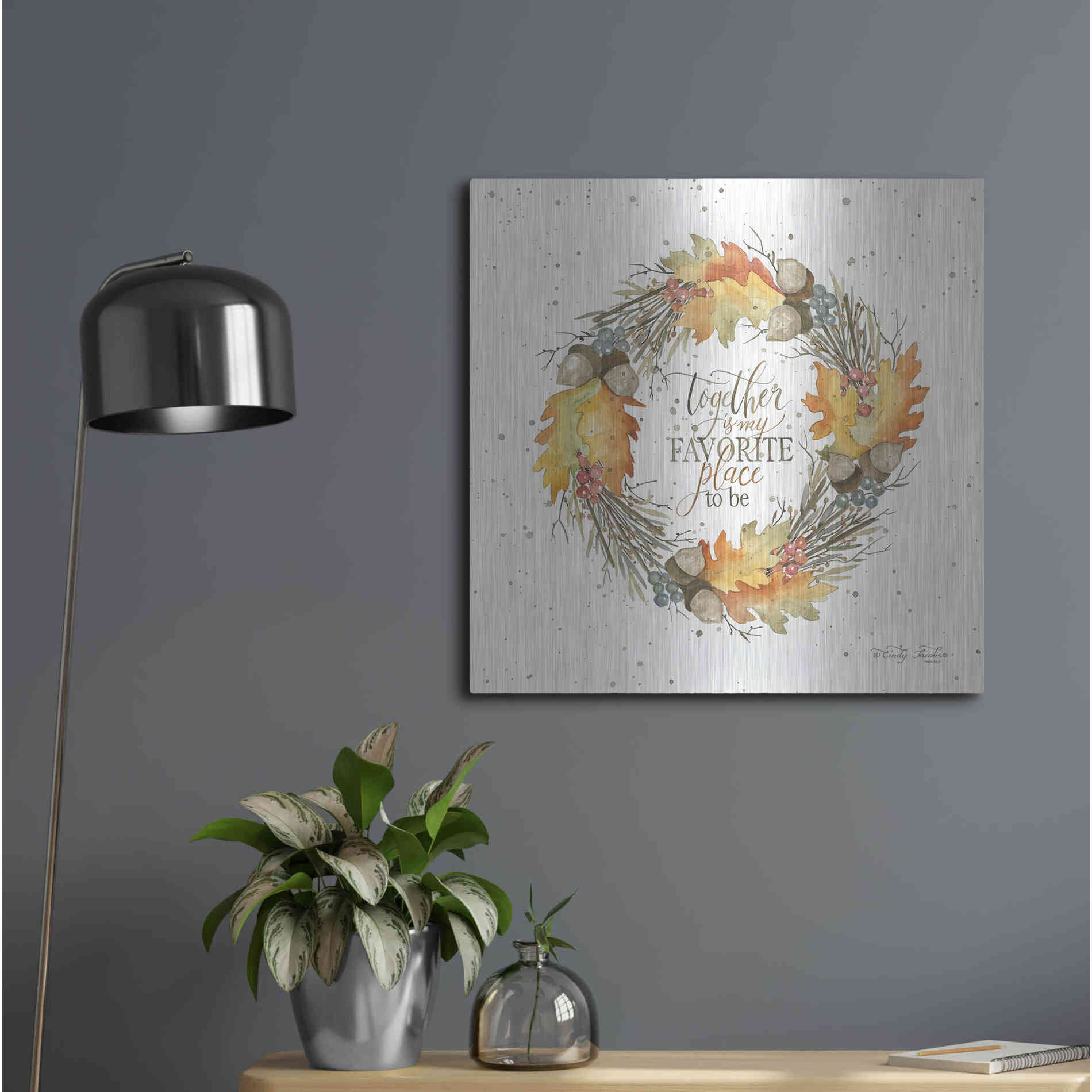 Luxe Metal Art 'Together Wreath' by Cindy Jacobs, Metal Wall Art,24x24