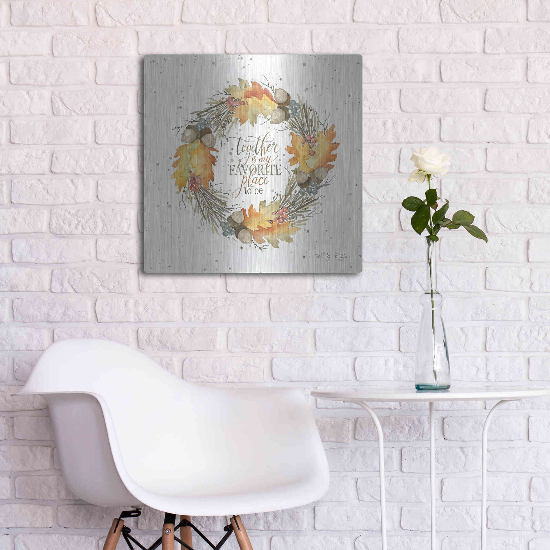 Luxe Metal Art 'Together Wreath' by Cindy Jacobs, Metal Wall Art,24x24