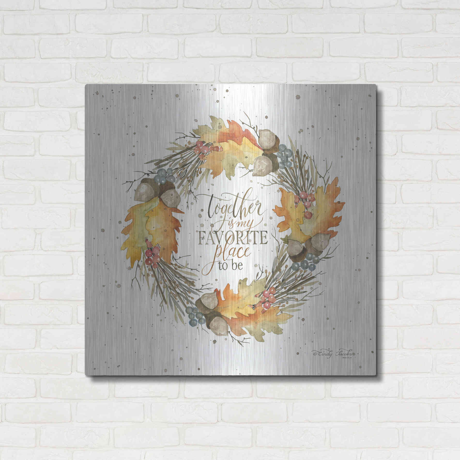 Luxe Metal Art 'Together Wreath' by Cindy Jacobs, Metal Wall Art,36x36