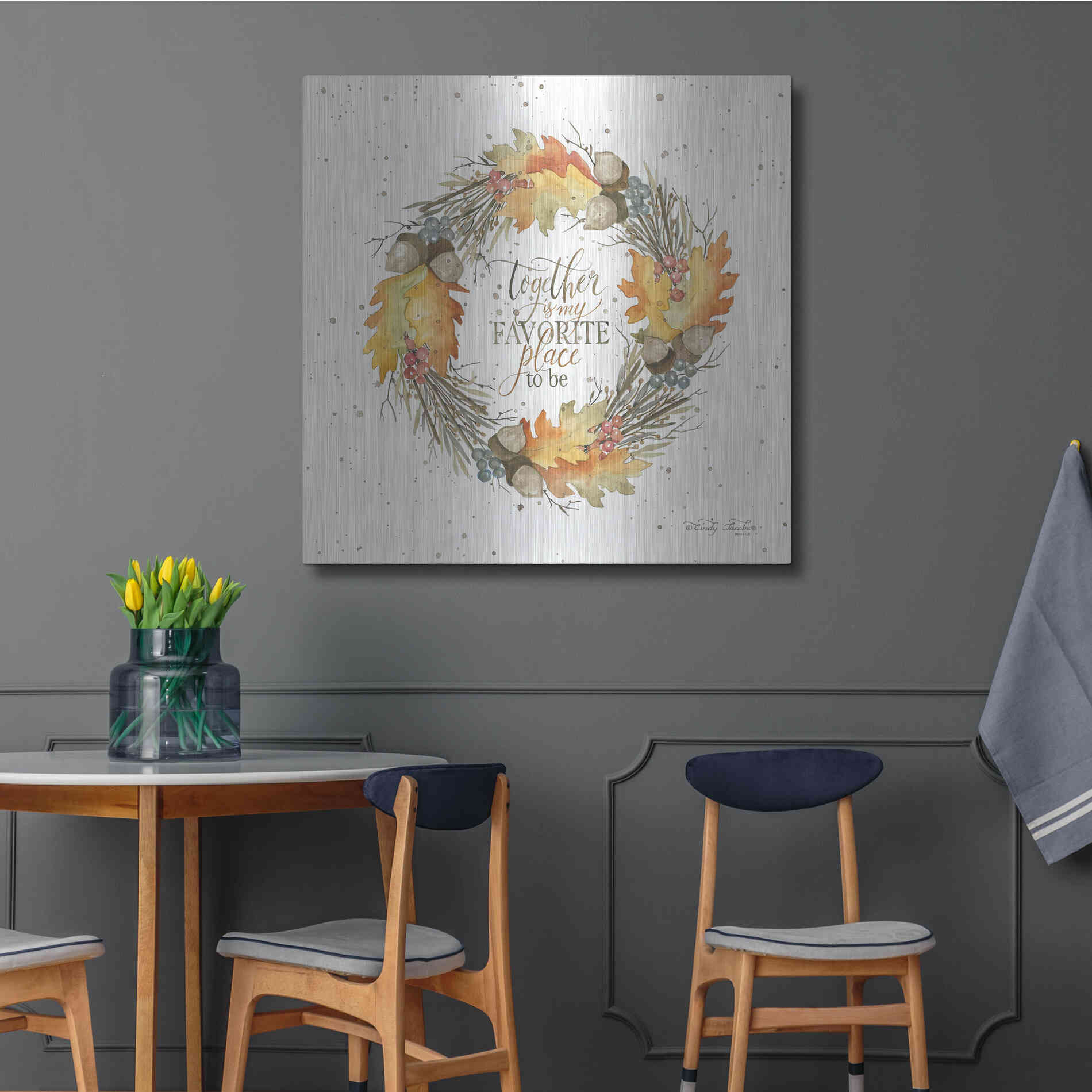 Luxe Metal Art 'Together Wreath' by Cindy Jacobs, Metal Wall Art,36x36
