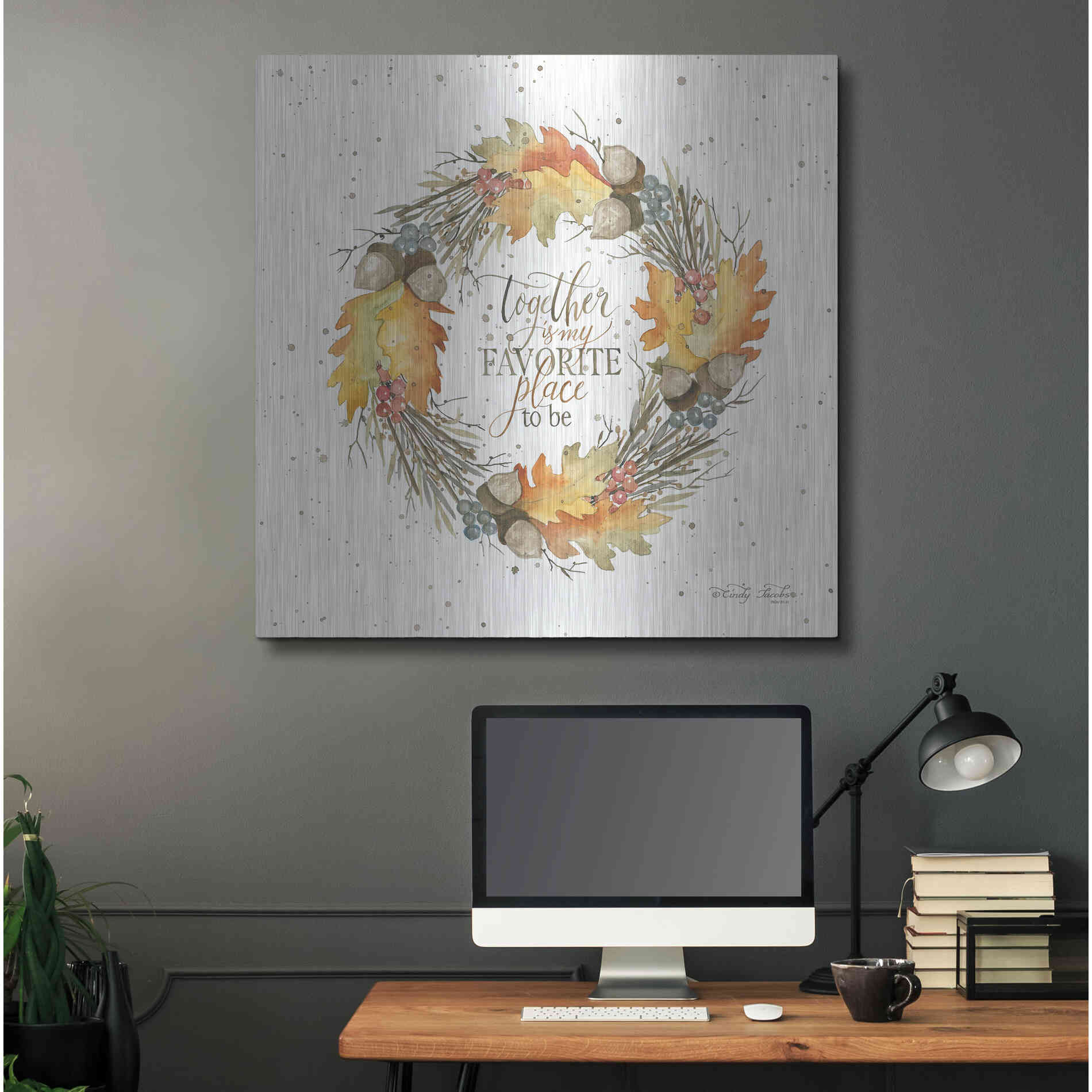 Luxe Metal Art 'Together Wreath' by Cindy Jacobs, Metal Wall Art,36x36