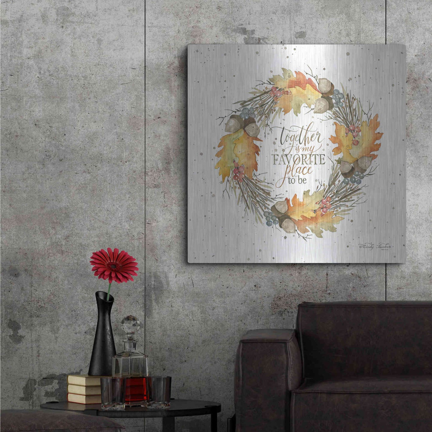 Luxe Metal Art 'Together Wreath' by Cindy Jacobs, Metal Wall Art,36x36