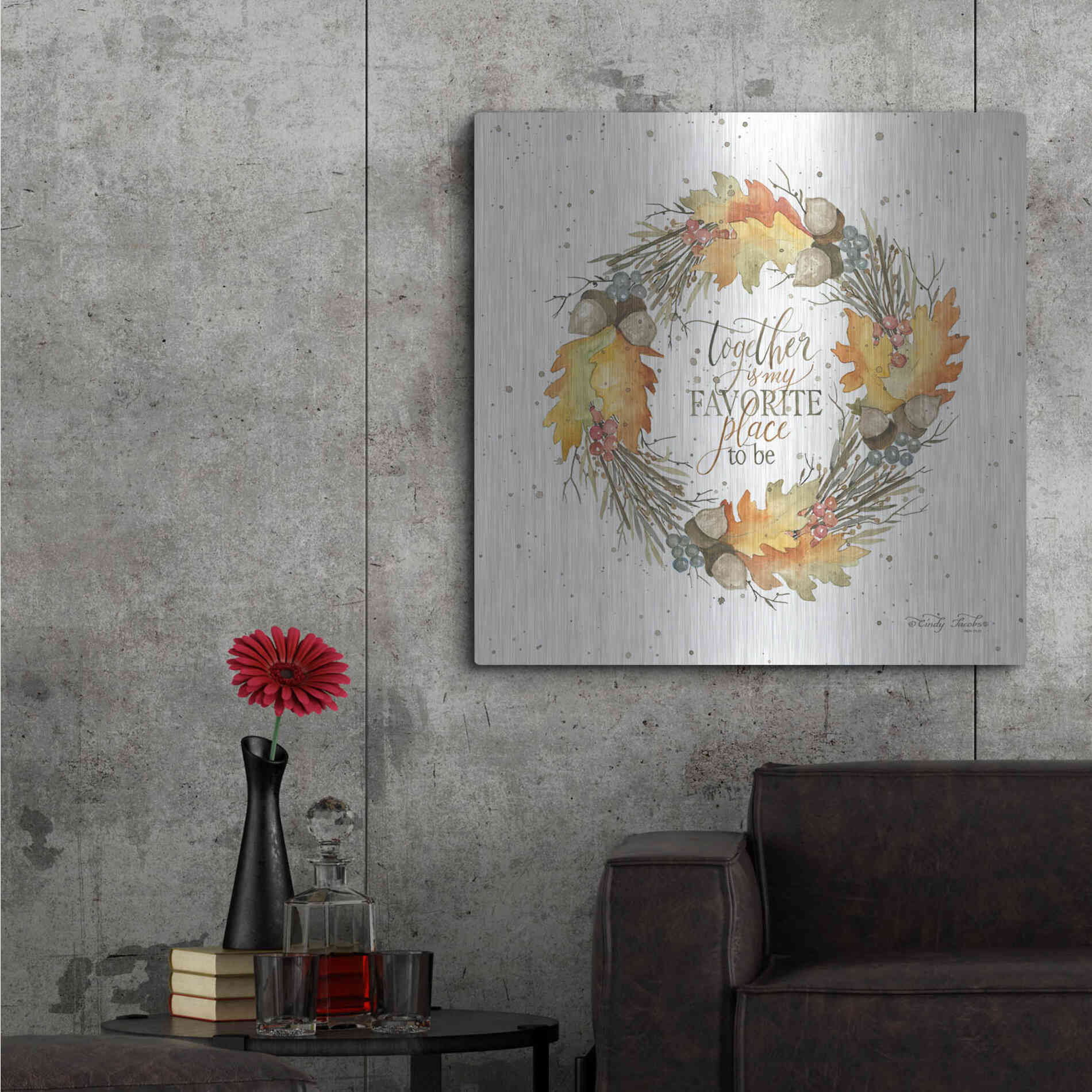 Luxe Metal Art 'Together Wreath' by Cindy Jacobs, Metal Wall Art,36x36