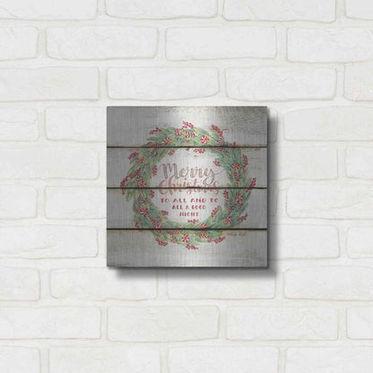 Luxe Metal Art 'Merry Christmas Candy Cane Wreath' by Cindy Jacobs, Metal Wall Art,12x12