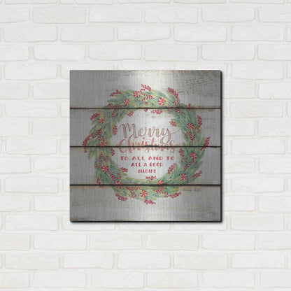 Luxe Metal Art 'Merry Christmas Candy Cane Wreath' by Cindy Jacobs, Metal Wall Art,24x24