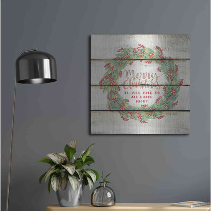 Luxe Metal Art 'Merry Christmas Candy Cane Wreath' by Cindy Jacobs, Metal Wall Art,24x24