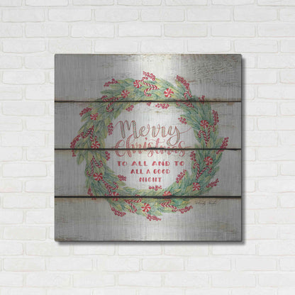 Luxe Metal Art 'Merry Christmas Candy Cane Wreath' by Cindy Jacobs, Metal Wall Art,36x36