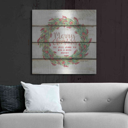 Luxe Metal Art 'Merry Christmas Candy Cane Wreath' by Cindy Jacobs, Metal Wall Art,36x36
