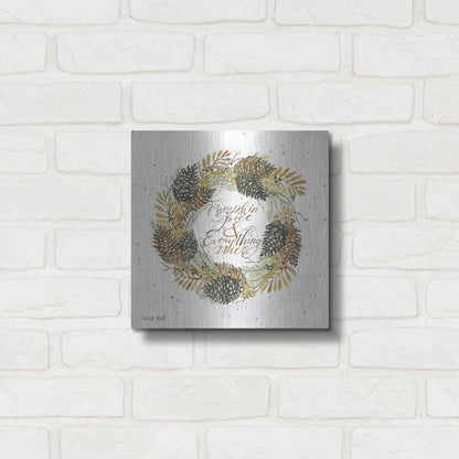 Luxe Metal Art 'Pumpkin Spice Wreath' by Cindy Jacobs, Metal Wall Art,12x12