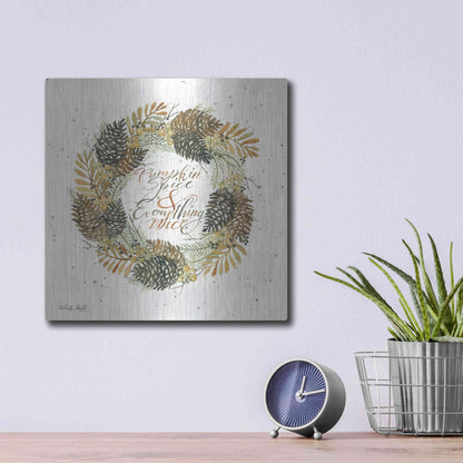 Luxe Metal Art 'Pumpkin Spice Wreath' by Cindy Jacobs, Metal Wall Art,12x12