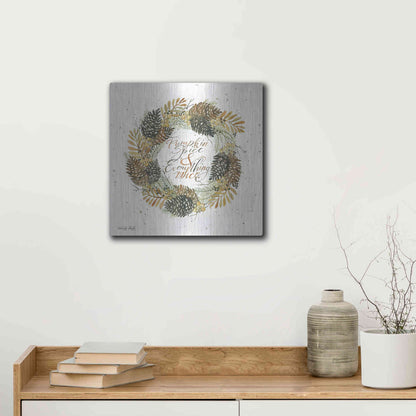 Luxe Metal Art 'Pumpkin Spice Wreath' by Cindy Jacobs, Metal Wall Art,12x12