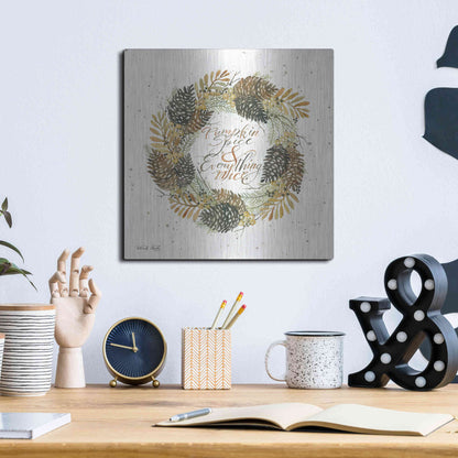Luxe Metal Art 'Pumpkin Spice Wreath' by Cindy Jacobs, Metal Wall Art,12x12