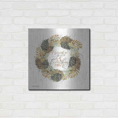Luxe Metal Art 'Pumpkin Spice Wreath' by Cindy Jacobs, Metal Wall Art,24x24