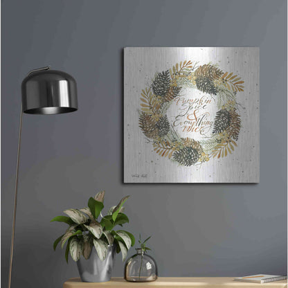 Luxe Metal Art 'Pumpkin Spice Wreath' by Cindy Jacobs, Metal Wall Art,24x24