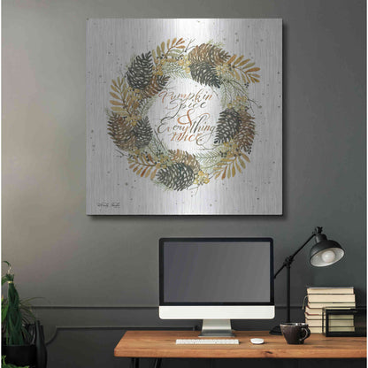 Luxe Metal Art 'Pumpkin Spice Wreath' by Cindy Jacobs, Metal Wall Art,36x36
