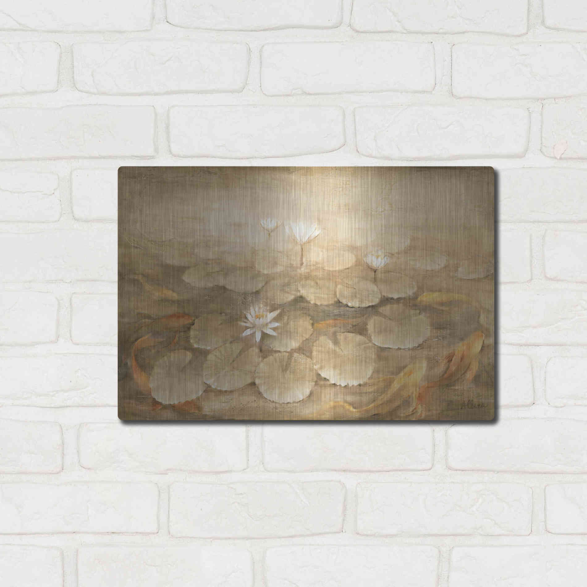 Luxe Metal Art 'Koi Pond' by Albena Hristova, Metal Wall Art,16x12