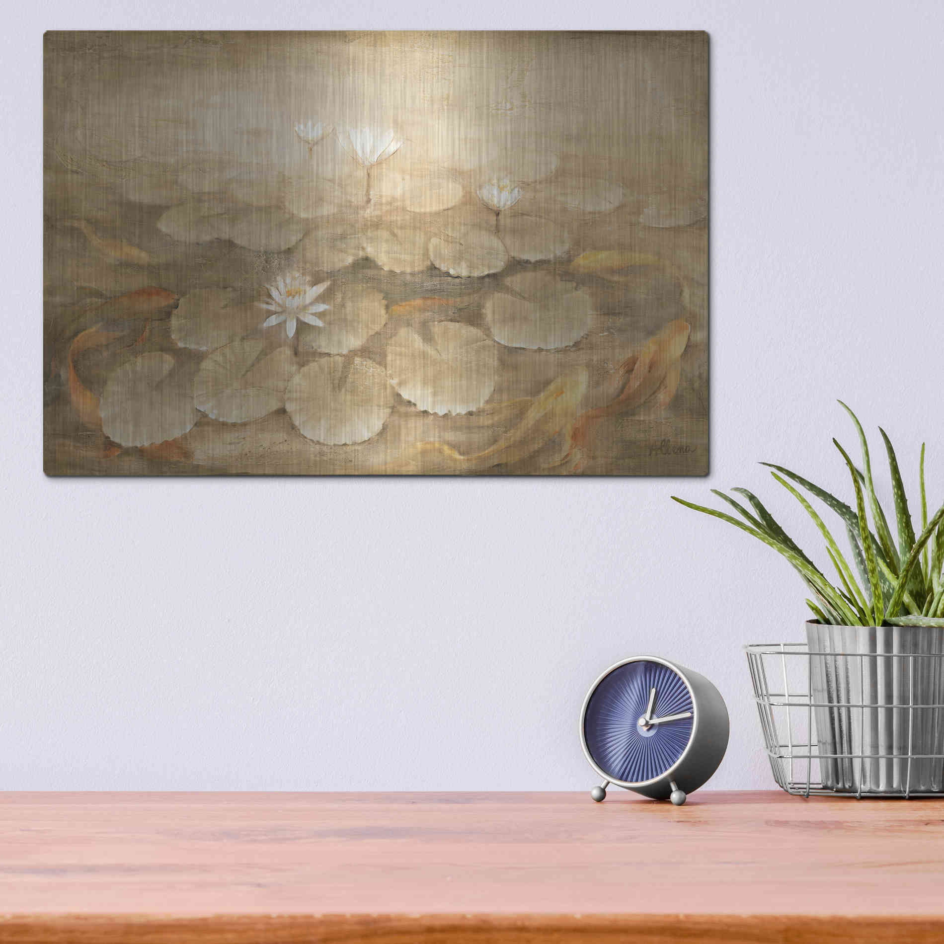 Luxe Metal Art 'Koi Pond' by Albena Hristova, Metal Wall Art,16x12