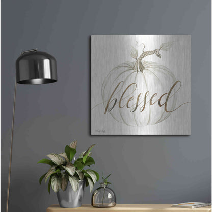 Luxe Metal Art 'Blessed Pumpkin' by Cindy Jacobs, Metal Wall Art,24x24