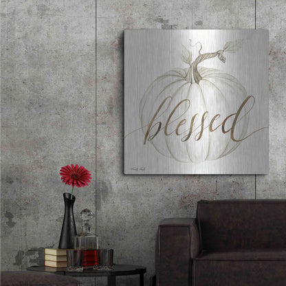 Luxe Metal Art 'Blessed Pumpkin' by Cindy Jacobs, Metal Wall Art,36x36