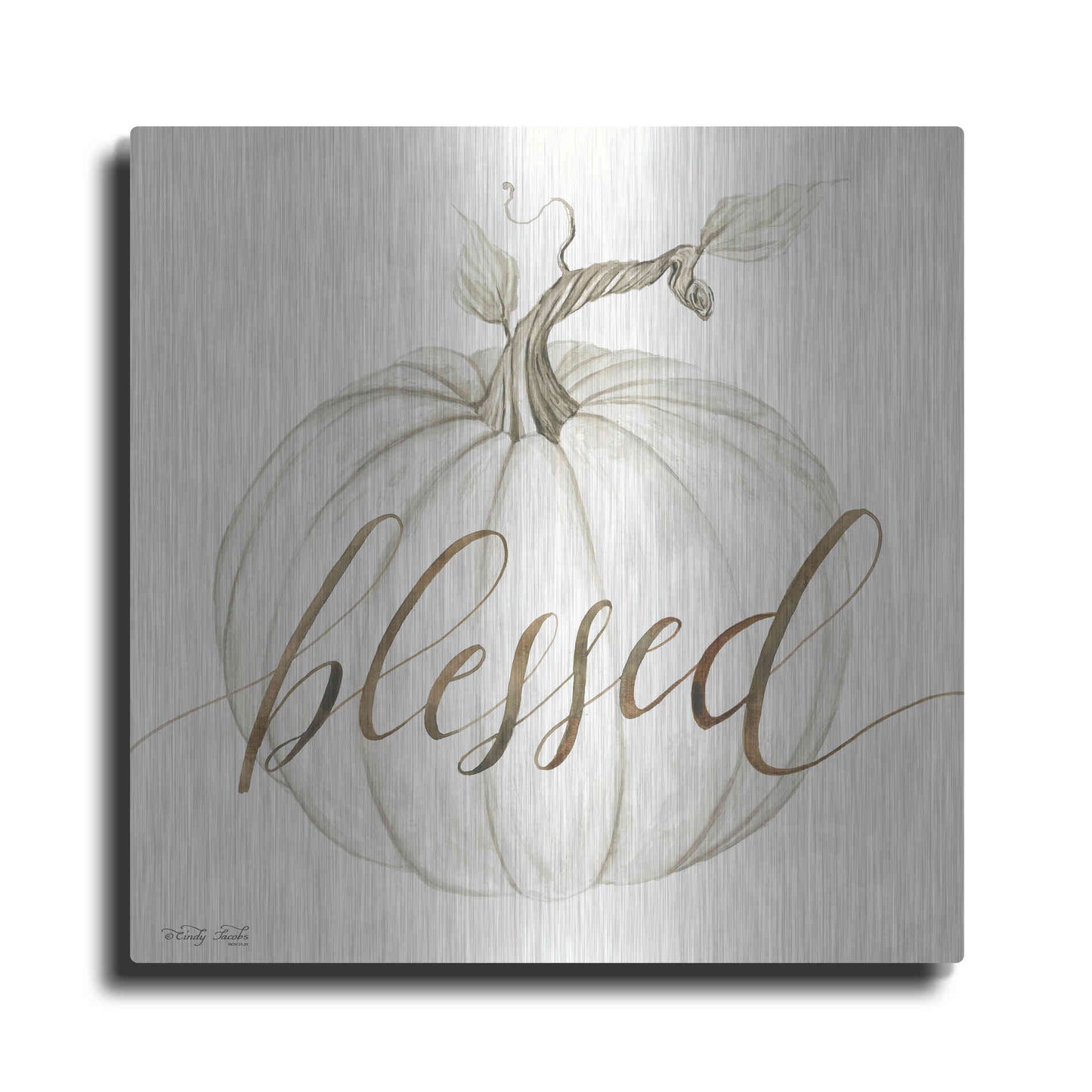 Luxe Metal Art 'Blessed Pumpkin' by Cindy Jacobs, Metal Wall Art
