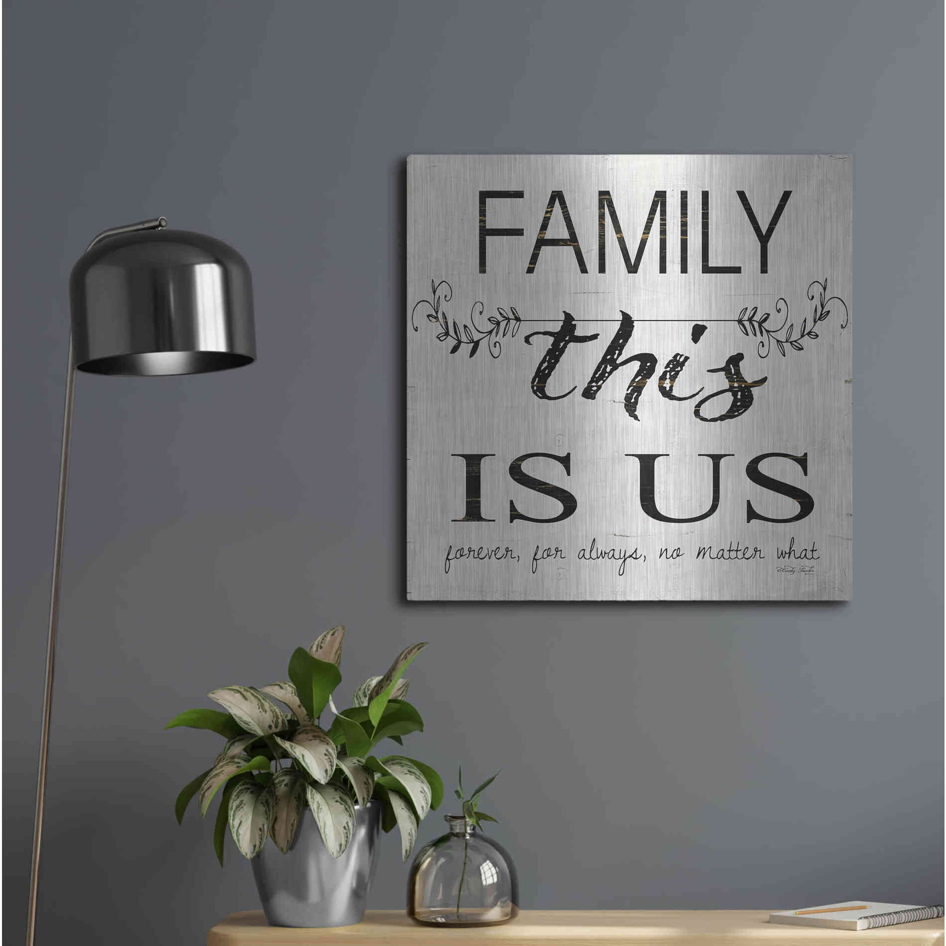 Luxe Metal Art 'Family - This is Us' by Cindy Jacobs, Metal Wall Art,24x24