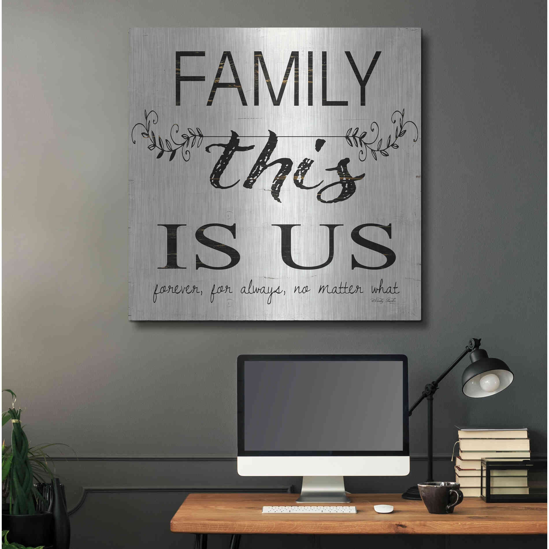 Luxe Metal Art 'Family - This is Us' by Cindy Jacobs, Metal Wall Art,36x36
