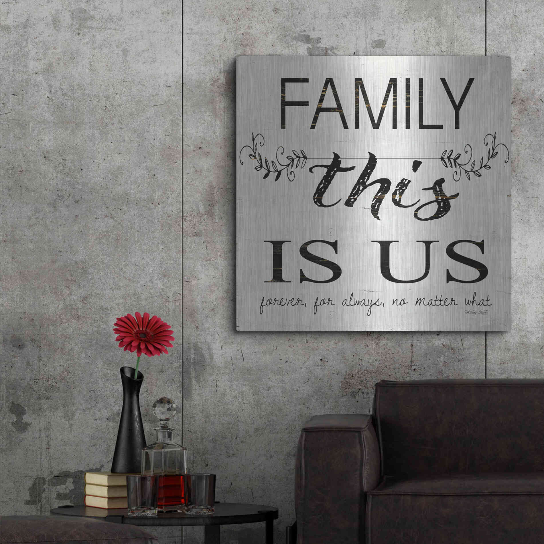 Luxe Metal Art 'Family - This is Us' by Cindy Jacobs, Metal Wall Art,36x36