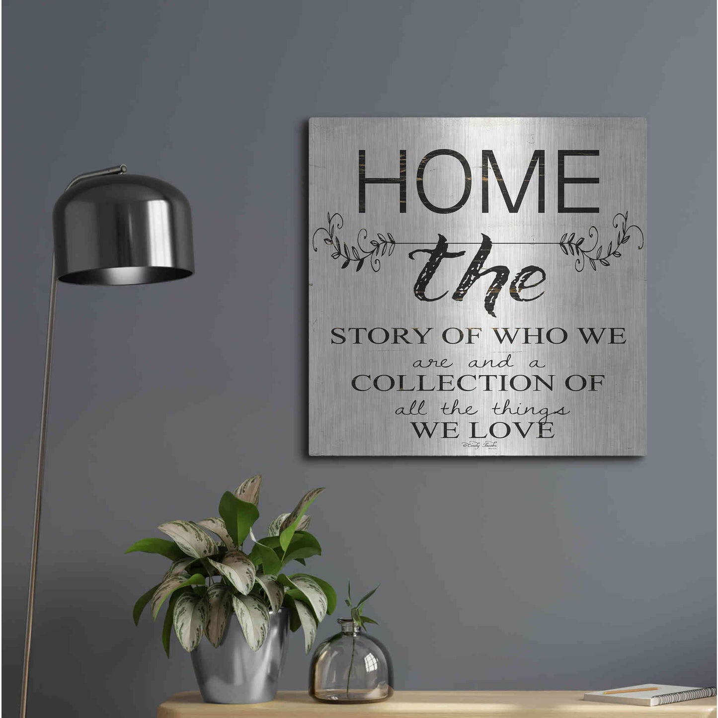 Luxe Metal Art 'Home - A Story of Who We Are' by Cindy Jacobs, Metal Wall Art,24x24