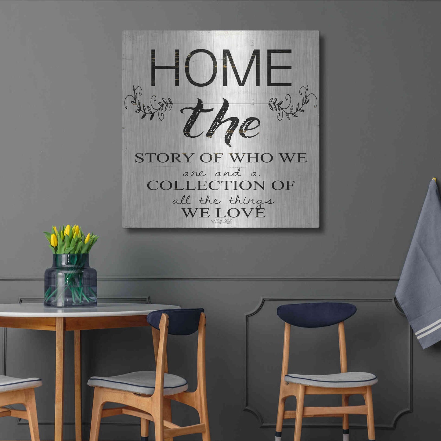 Luxe Metal Art 'Home - A Story of Who We Are' by Cindy Jacobs, Metal Wall Art,36x36