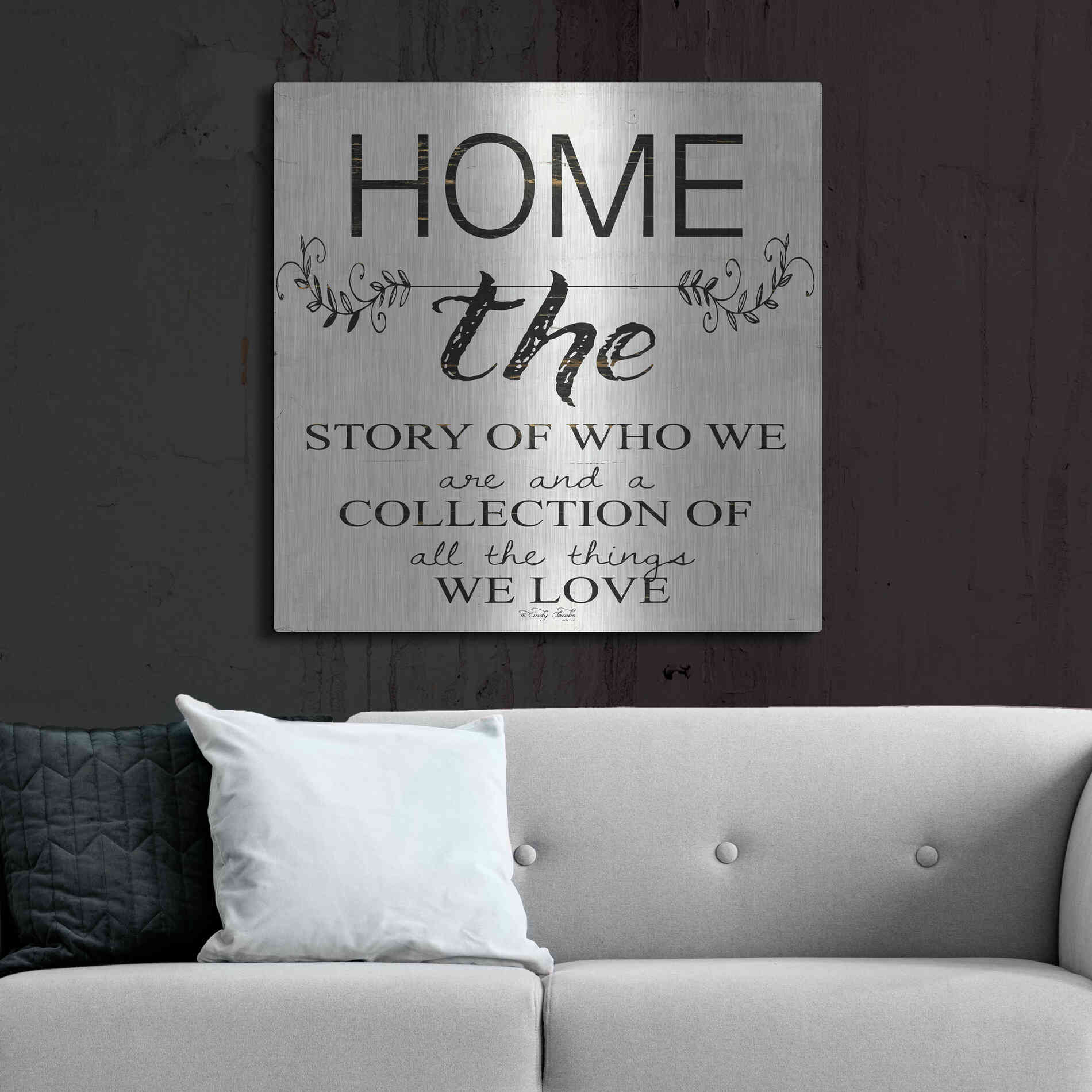 Luxe Metal Art 'Home - A Story of Who We Are' by Cindy Jacobs, Metal Wall Art,36x36
