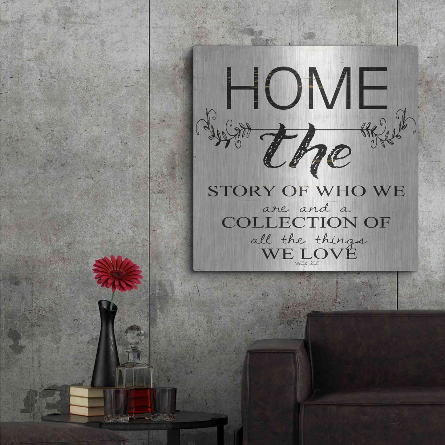 Luxe Metal Art 'Home - A Story of Who We Are' by Cindy Jacobs, Metal Wall Art,36x36