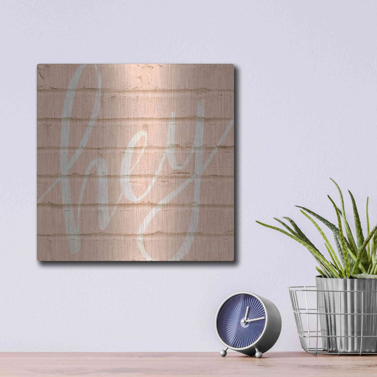 Luxe Metal Art 'Hey Pink' by Cindy Jacobs, Metal Wall Art,12x12